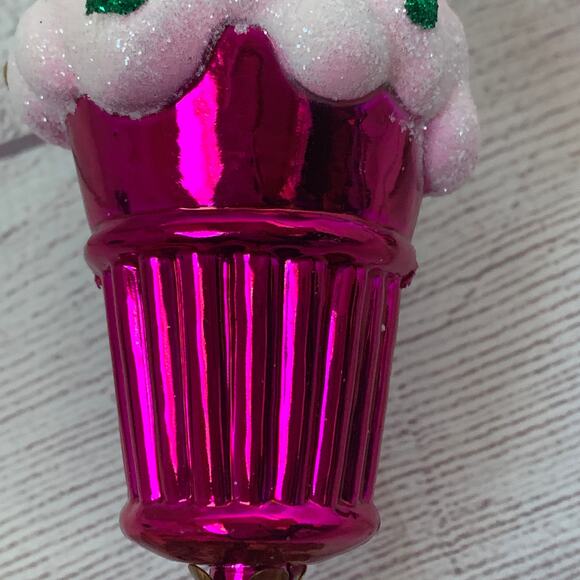 Ice Cream Cone Christmas Tree Ornament Set of 2 with Clips Plastic 5"L - Picture 15 of 16